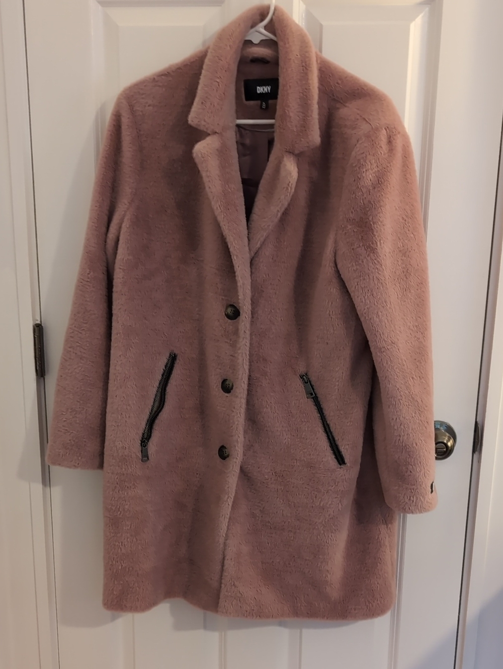 DKNY Rose Pink Faux Fur Coat